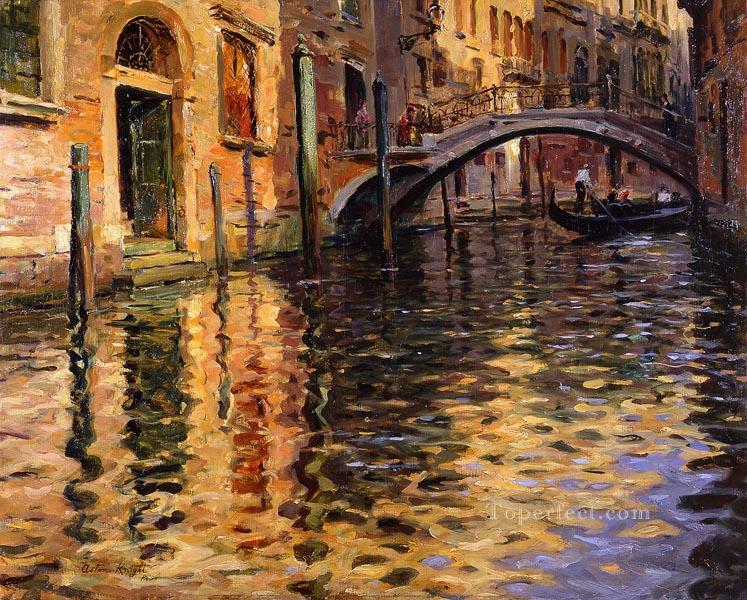 Pont del angelo venice landscape Louis Aston Knight Venice Oil Paintings